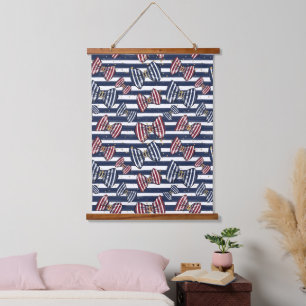 Patriotic Ribbon Stripes Pattern Hanging Tapestry