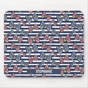 Patriotic Ribbon Stripes Pattern Mouse Pad