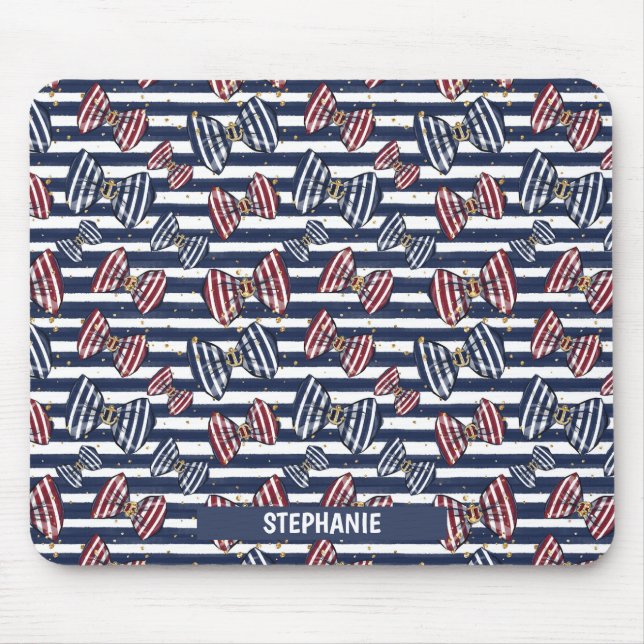 Patriotic Ribbon Stripes Pattern Mouse Pad (Front)