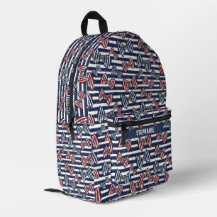 Patriotic Ribbon Stripes Pattern Printed Backpack