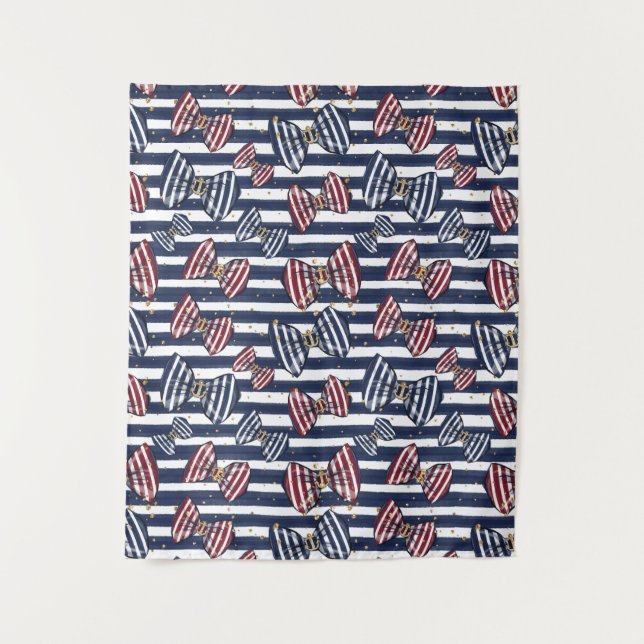 Patriotic Ribbon Stripes Pattern Tapestry (Front)