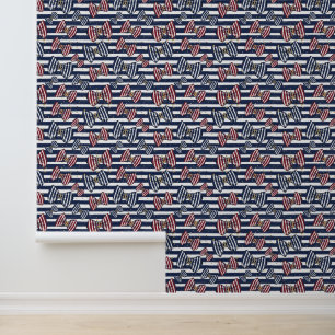 Patriotic Ribbon Stripes Pattern Wallpaper