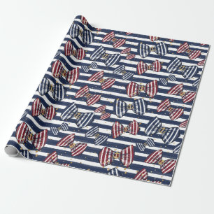 Patriotic Ribbon Stripes Pattern Wrapping Paper