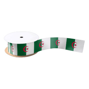 Patriotic Ribbon with Flag of Algeria Satin Ribbon