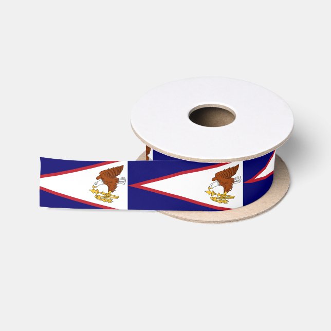 Patriotic Ribbon with Flag of American Samoa Satin Ribbon (Spool)