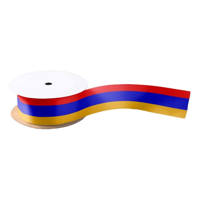 Patriotic Ribbon with Flag of Armenia Satin Ribbon (Spool)