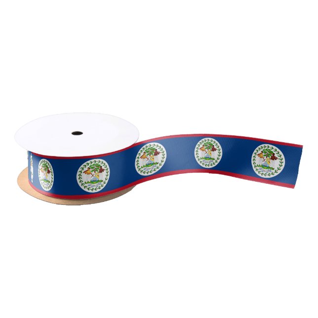 Patriotic Ribbon with Flag of Belize Satin Ribbon (Spool)