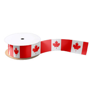Patriotic Ribbon with Flag of Canada Satin Ribbon