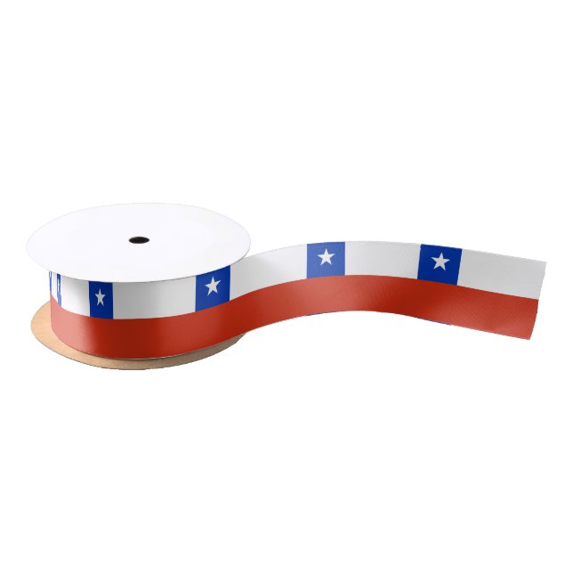 Patriotic Ribbon with Flag of Chile Satin Ribbon (Spool)