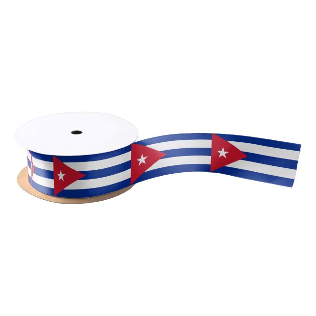 Patriotic Ribbon with Flag of Cuba Satin Ribbon (Spool)