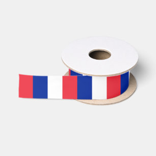 Patriotic Ribbon with Flag of France Satin Ribbon