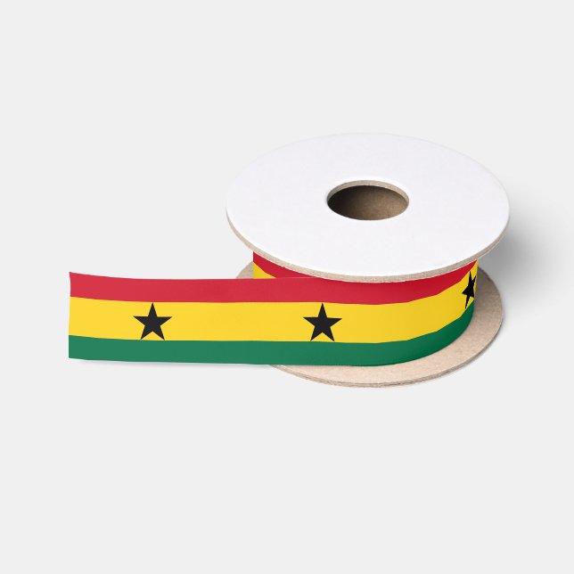 Patriotic Ribbon with Flag of Ghana Satin Ribbon (Spool)