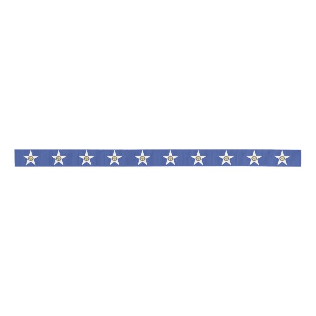 Patriotic Ribbon with Flag of Houston Grosgrain Ribbon (Front)