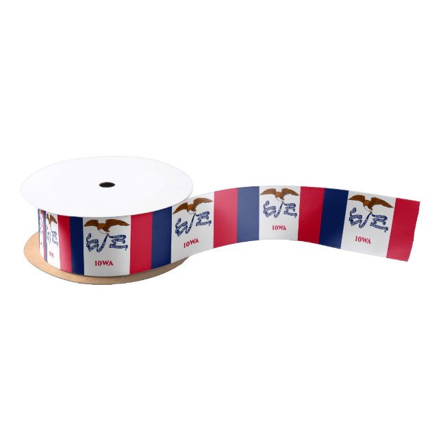 Patriotic Ribbon with Flag of Iowa, U.S.A. Satin Ribbon (Spool)