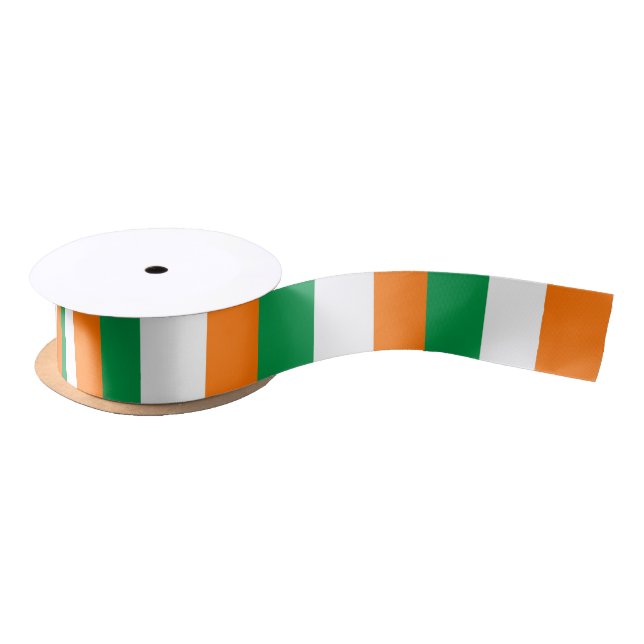 Patriotic Ribbon with Flag of Ireland Satin Ribbon (Spool)