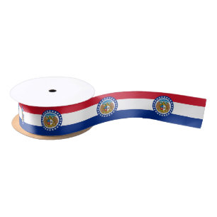 Patriotic Ribbon with Flag of Missouri, USA Satin Ribbon
