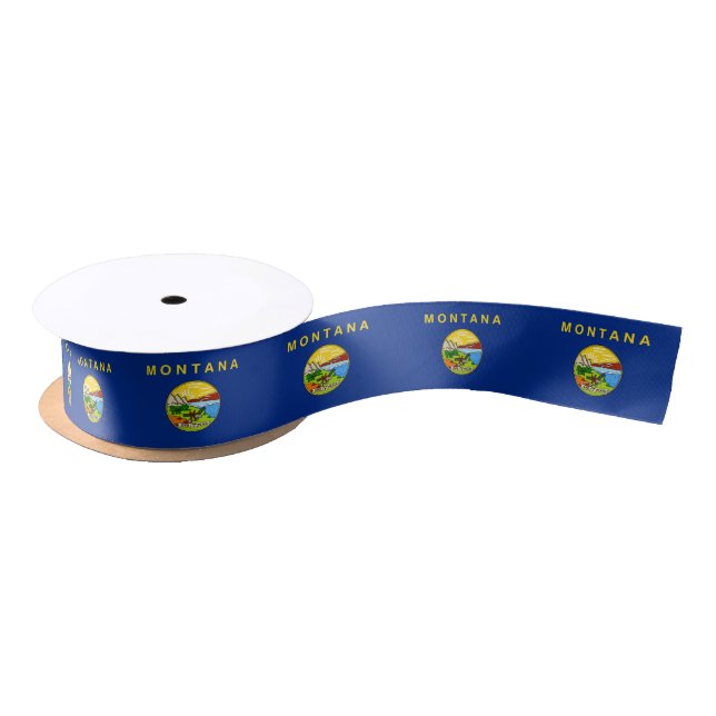 Patriotic Ribbon with Flag of Montana, USA Satin Ribbon (Spool)