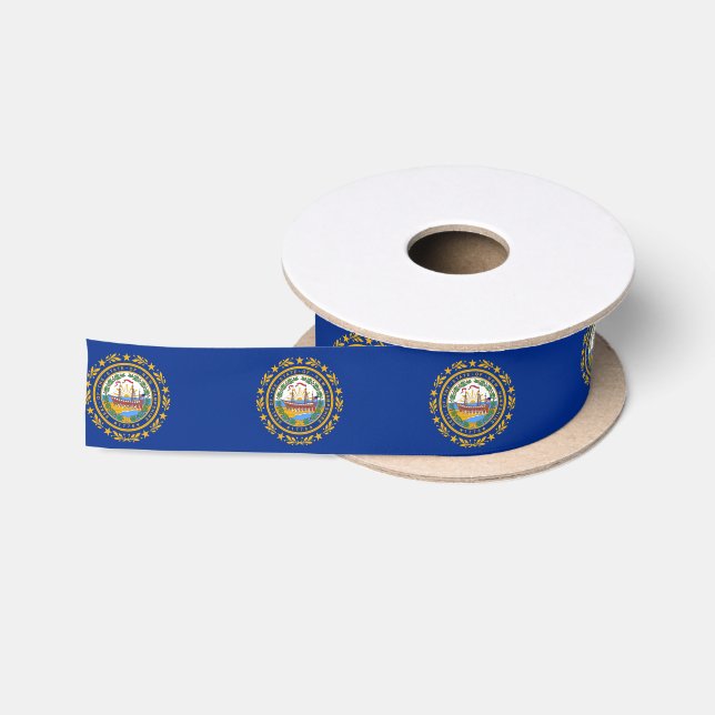 Patriotic Ribbon with Flag of New Hampshire, USA Satin Ribbon (Spool)