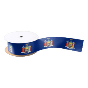 Patriotic Ribbon with Flag of New York, USA Satin Ribbon