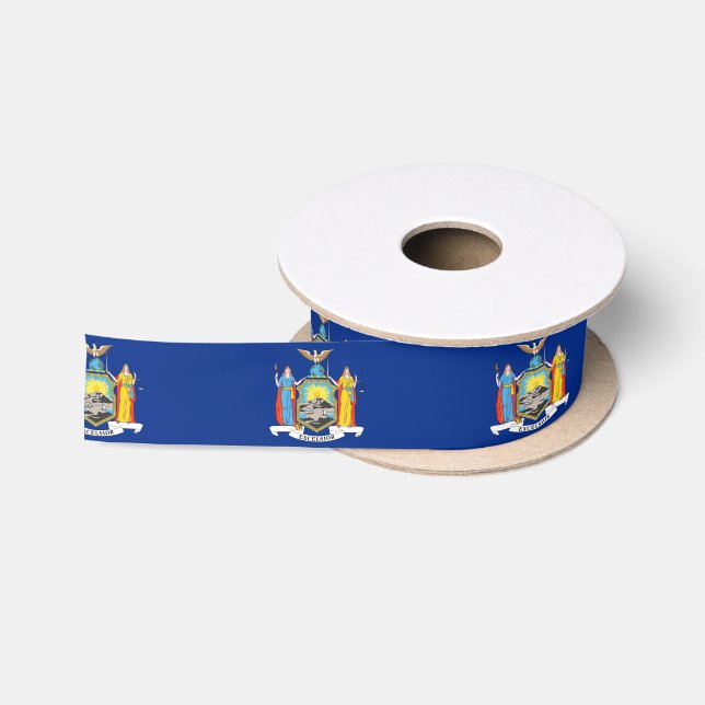 Patriotic Ribbon with Flag of New York, USA Satin Ribbon (Spool)