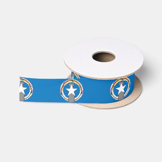 Patriotic Ribbon with Flag of Northern Mariana Satin Ribbon (Spool)