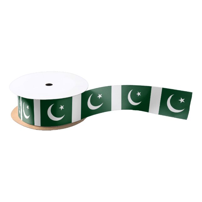 Patriotic Ribbon with Flag of Pakistan Satin Ribbon (Spool)