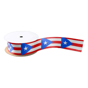 Patriotic Ribbon with Flag of Puerto Rico Satin Ribbon