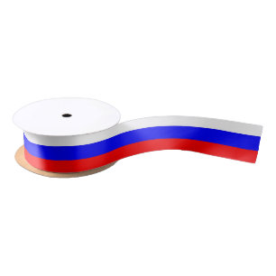 Patriotic Ribbon with Flag of Russia Satin Ribbon