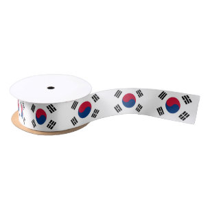 Patriotic Ribbon with Flag of South Korea Satin Ribbon
