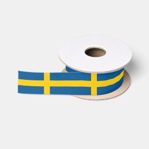 Patriotic Ribbon with Flag of Sweden Satin Ribbon