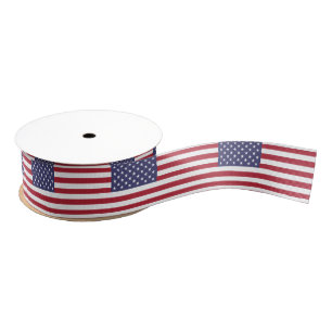Patriotic Ribbon with Flag of U.S.A. Grosgrain Ribbon