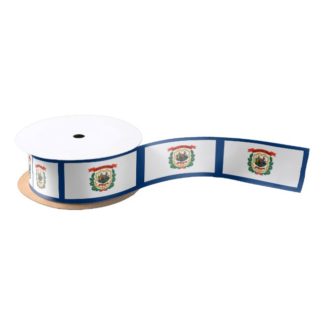 Patriotic Ribbon with Flag of West Virginia Satin Ribbon (Spool)
