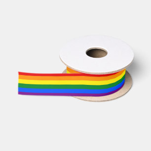 Patriotic Ribbon with Pride Rainbow Flag of LGBT Satin Ribbon