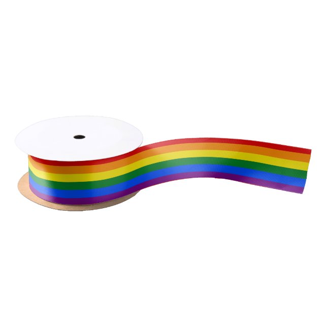 Patriotic Ribbon with Pride Rainbow Flag of LGBT Satin Ribbon (Spool)