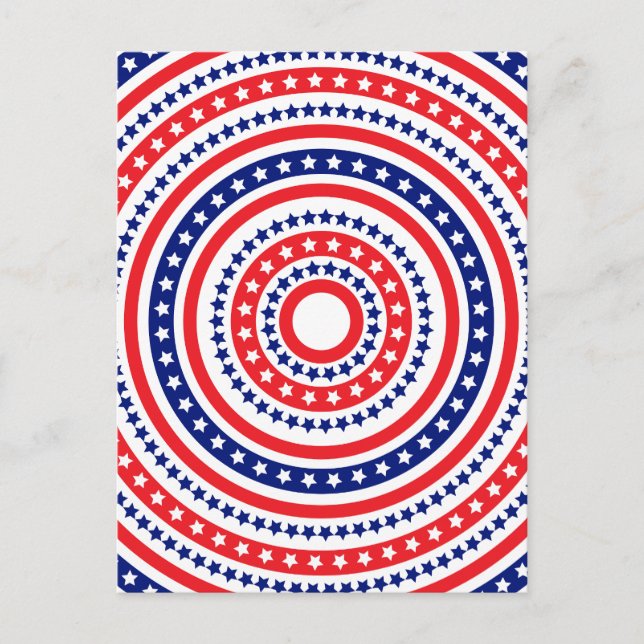 Patriotic Ring Pattern Holiday Postcard (Front)