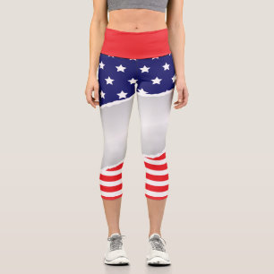 Patriotic Rip and Tear Capri Leggings