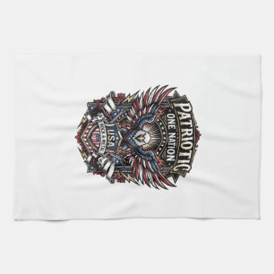 Patriotic Rock Eagle Crest Music Rock Metal Patrio Kitchen Towel