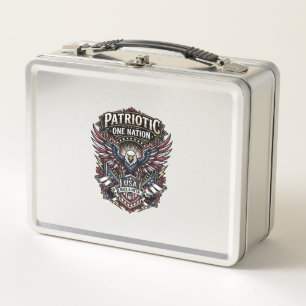 Patriotic Rock Eagle Crest Music Rock Metal Patrio Lunch Box