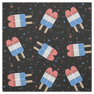 patriotic rocket pops & sprinkles red white blue fabric