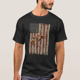 Patriotic Rodeo Bull Rider American Flag Western C T-Shirt