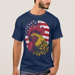 Patriotic Rooster American Flag 4th Of July Farmer T-Shirt