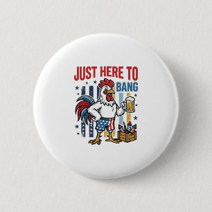 Patriotic Rooster Fireworks Vintage Shirt Design_1 2 Inch Round Button
