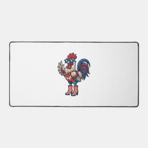 Patriotic Rooster in Heels Vintage Engraving Shirt Desk Mat