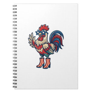 Patriotic Rooster in Heels Vintage Engraving Shirt Notebook