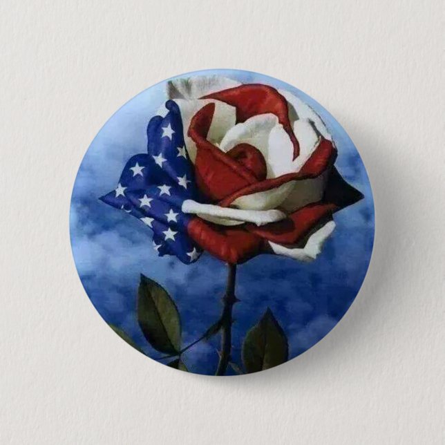 Patriotic Rose 2 Inch Round Button (Front)