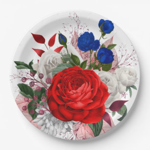 Patriotic Rose Bouquet Paper Plate