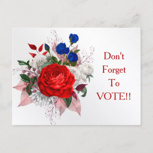 Patriotic Rose Bouquet Vote Reminder Postcard