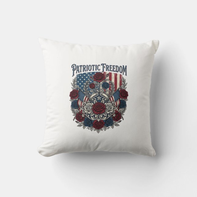 Patriotic Rose Garden Throw Pillow (Front)