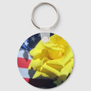Patriotic Rose Keychain
