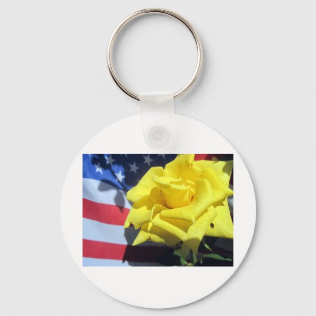 Patriotic Rose Keychain (Front)